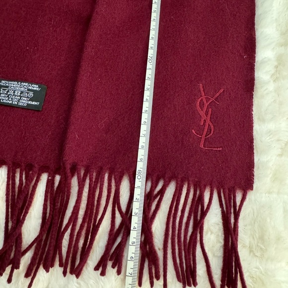 YSL BURGUNDY WINE SCARF 12 x 70. Wool and cashmere. - Picture 8 of 10